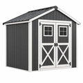 Abri de jardin 213 x 191 x 195 cm en bois noir et blanc avec double porte