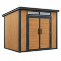 Abri de jardin 300 x 200 x 220 cm en bois marron et métal noir à double porte