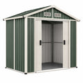 Abri de jardin 213 x 130 x 185 cm en acier vert et blanc avec portes coulissantes