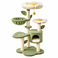 Arbre à chat 60 x 50 x 145 cm en sisal vert blanc jaune avec niches plateformes et griffoirs