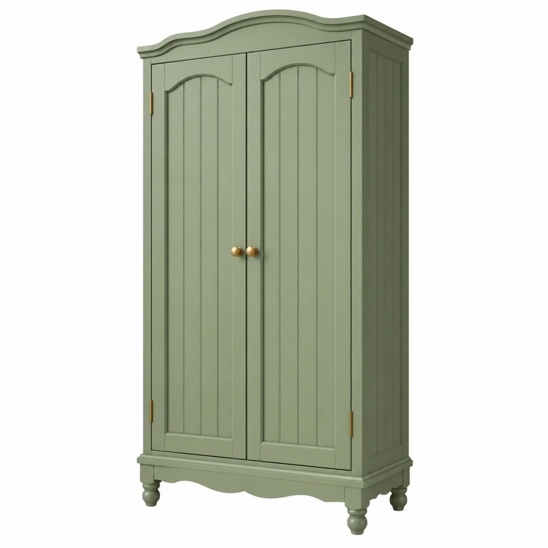 Armoire 2 portes 100 x 55 x 190 cm en bois vert style classique