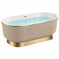 Baignoire îlot ovale 170 x 75 x 58 cm en matériau synthétique beige et doré style contemporain