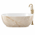 Baignoire îlot ovale 170 x 80 x 58 cm acrylique beige effet marbre style contemporain