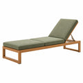 Transat de jardin 200 x 70 cm en bois avec coussins verts dossier réglable