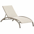 Chaise longue 190 x 65 x 95 cm en métal taupe et toile beige inclinable pour extérieur