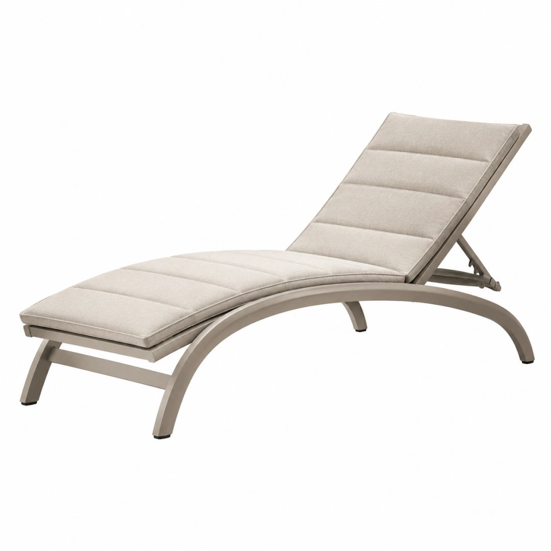 Chaise longue de jardin 195 x 65 x 90 cm en aluminium beige avec dossier réglable